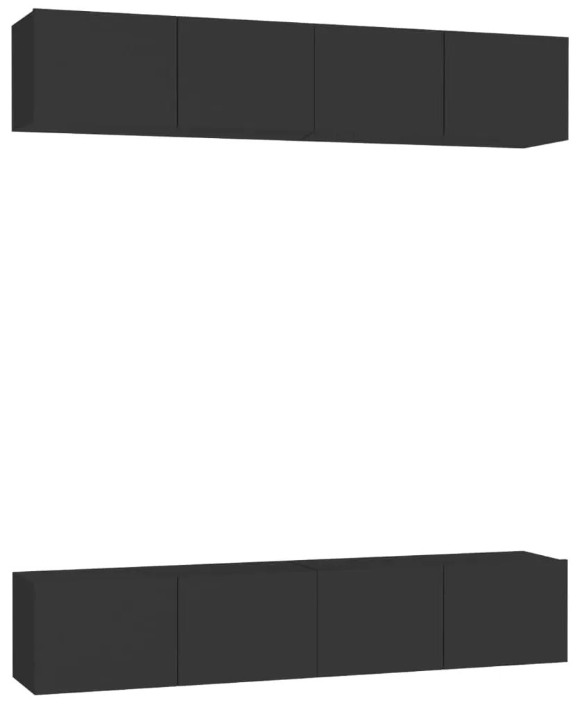 vidaXL Έπιπλα Τηλεόρασης 4 τεμ. Μαύρα 80 x 30 x 30 εκ. από Επεξ. Ξύλο