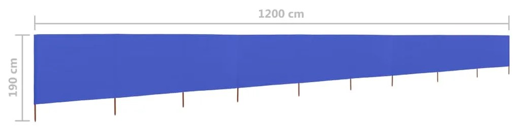 vidaXL Προστατευτικό Αέρα με 9 Πάνελ Αζούρ Μπλε 1200x160 εκ Υφασμάτινο