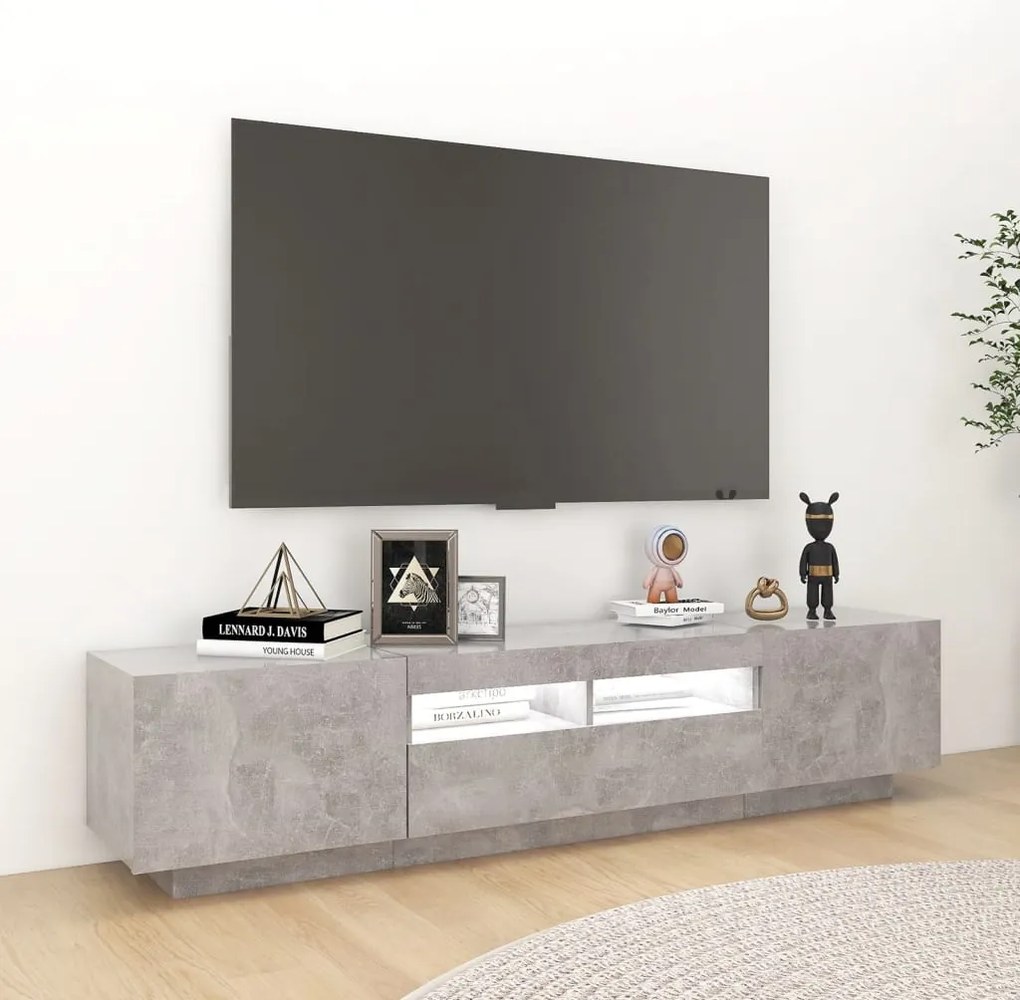 vidaXL Έπιπλο Τηλεόρασης με LED Γκρι Σκυροδέματος 180 x 35 x 40 εκ.