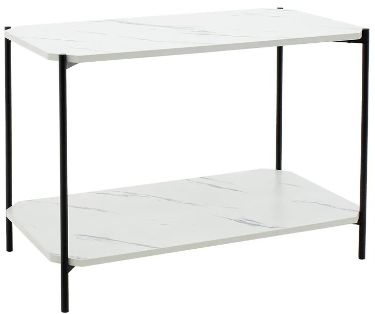 Βοηθητικό τραπέζι Mara MDF λευκό μαρμάρου-μαύρο 80x40x55cm