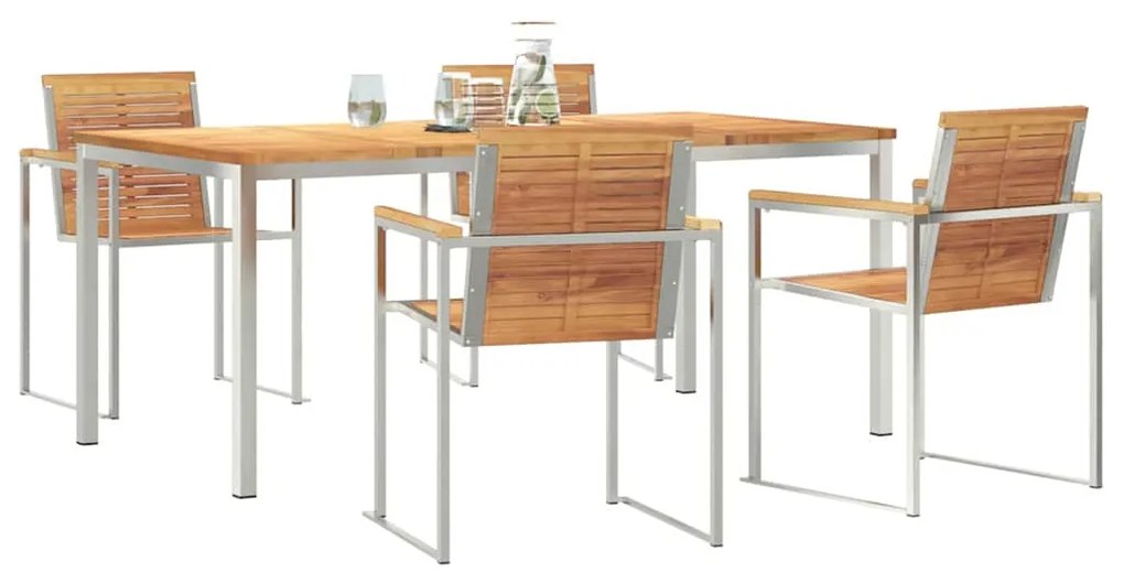 vidaXL Σέτ φαγητού για κήπο 5 pcs Καφέ Στερεό Ξύλο Τίκ