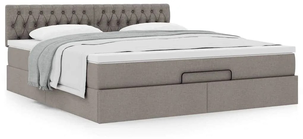 vidaXL Οθωμανικό κρεβάτι με στρώμα Taupe 160x200cm ύφασμα