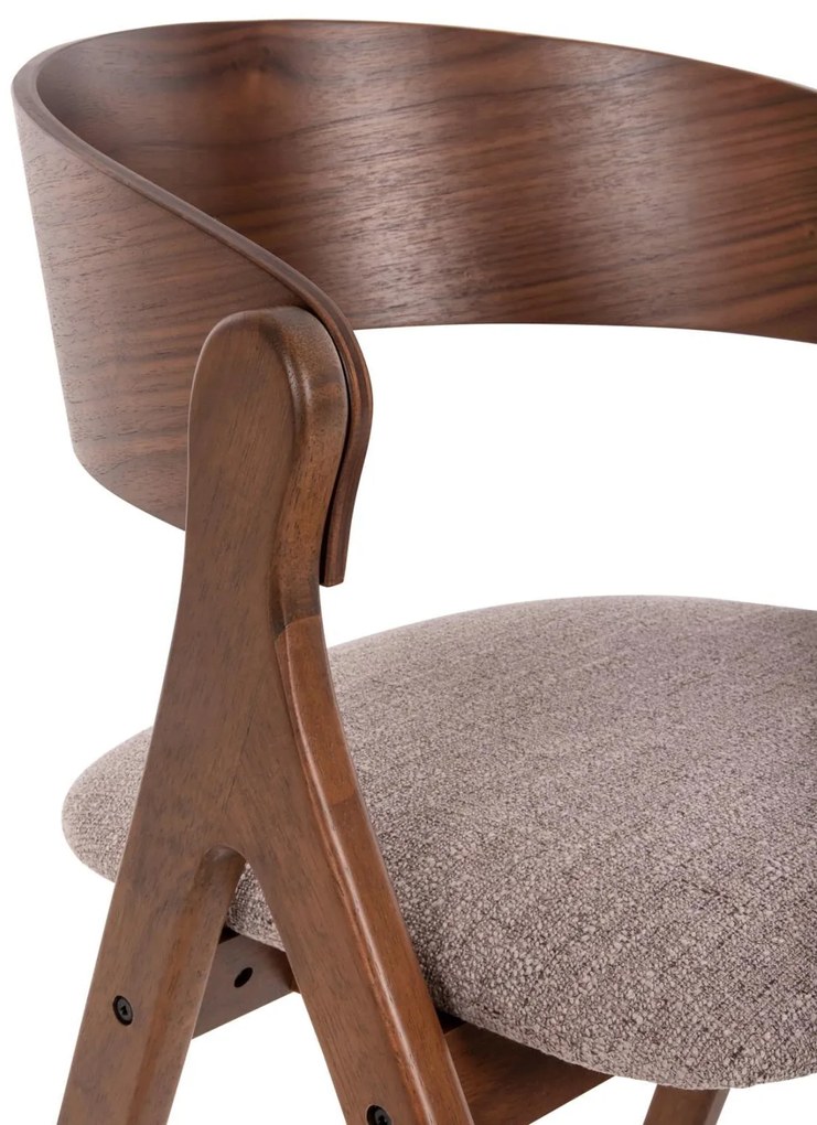 Καρέκλα NEKKER Rubberwood Καρυδί με Μπέζ ύφασμα 56x55x78Yεκ. 2αδα 56x55x78 εκ.