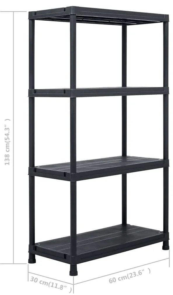 Ραφιέρα Μαύρη 100 κ. 60 x 30 x 138 εκ. Πλαστική 45673
