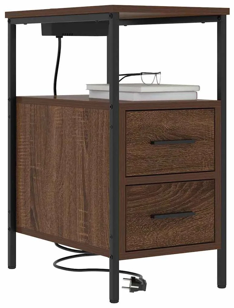 vidaXL Κομοδίνο 2 pcs Καφέ δρυς 30 x 48 x 61 εκ Επεξεργασμένο ξύλο