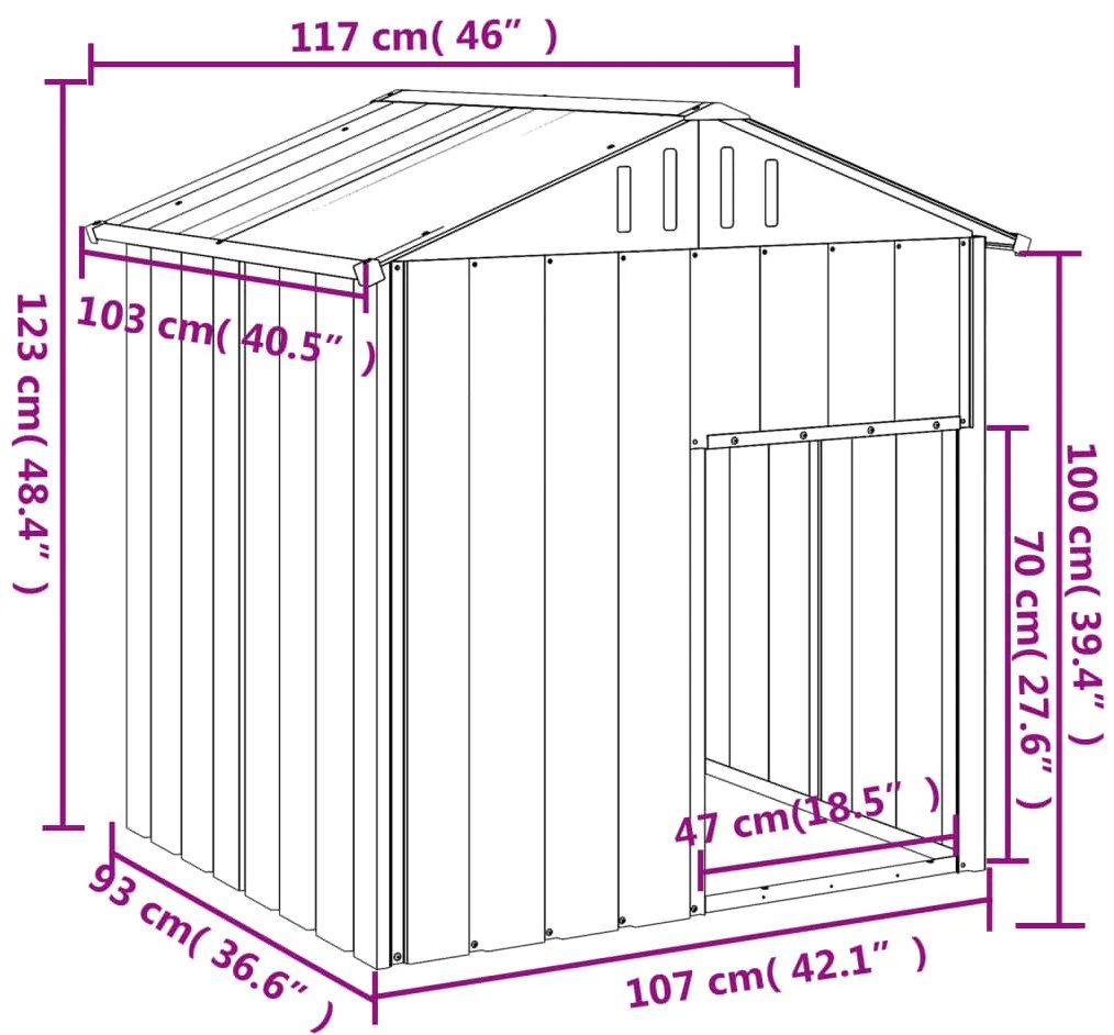 vidaXL Σπιτάκι Σκύλου με Οροφή Ανθρακί 117x103x123 εκ. Γαλβαν. Χάλυβας