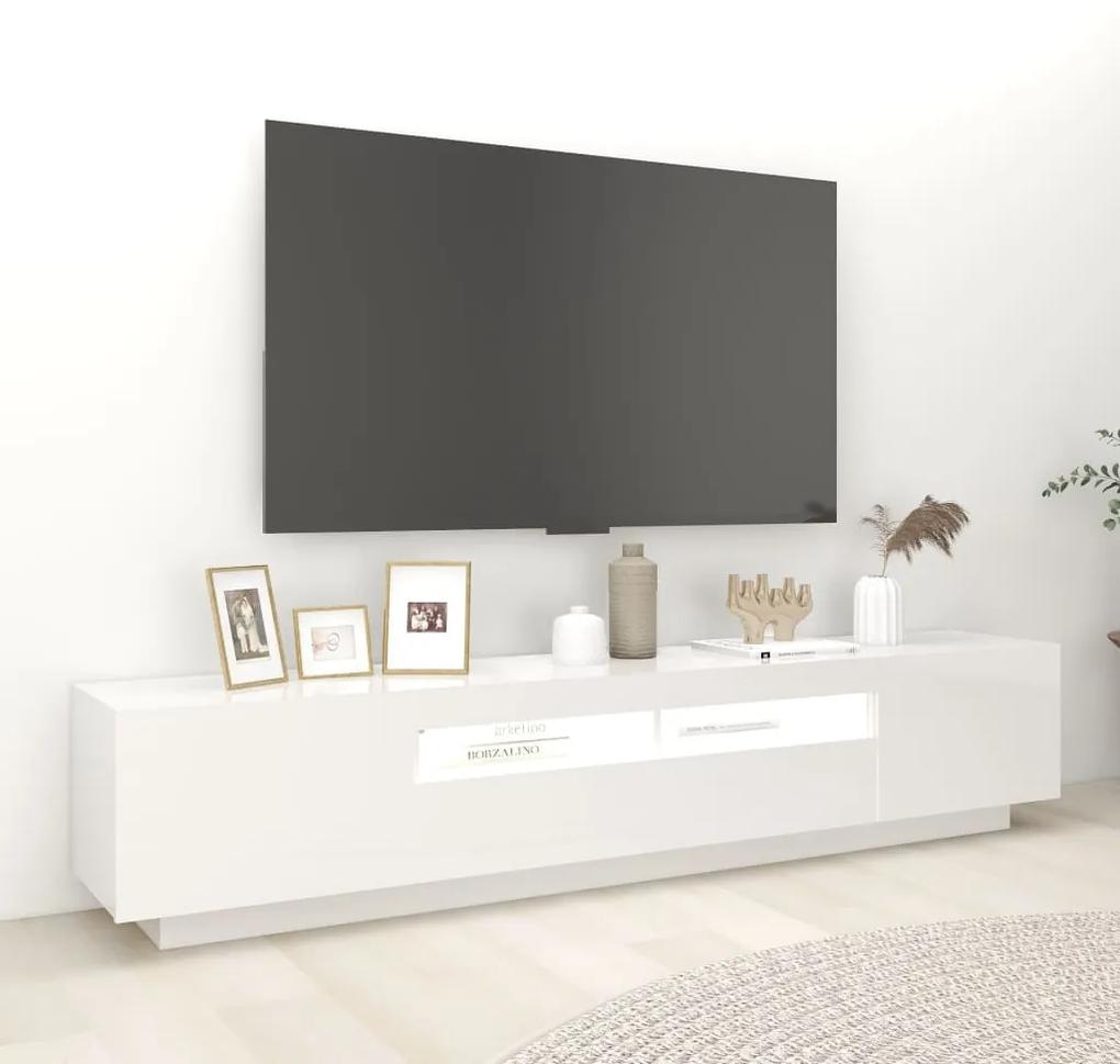 vidaXL Έπιπλο Τηλεόρασης με LED Γυαλιστερό Λευκό 200 x 35 x 40 εκ.