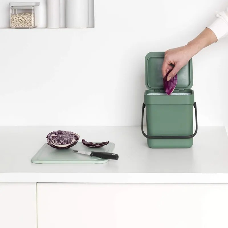 Brabantia Sort&Go κάδος χωριστής συλλογής 1003229, 3 l, Χειρολαβή, Επιτοίχιος, Σκούρο πράσινο