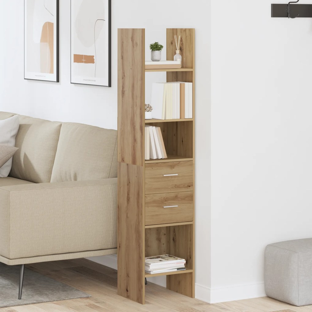 vidaXL Βιβλιοθήκη artisan δρυς 40 x 35 x 180 εκ. Επεξεργασμένο ξύλο