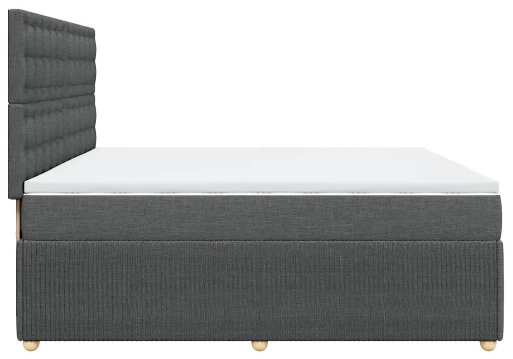 vidaXL Κρεβάτι Boxspring με Στρώμα Σκούρο Γκρι 200x200 εκ. Υφασμάτινο