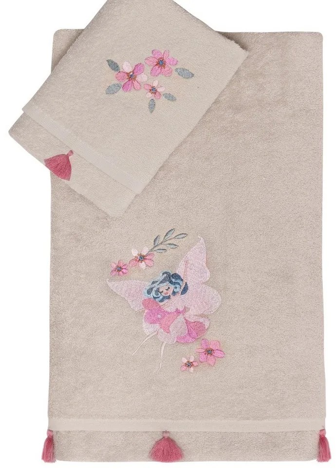 Πετσέτες Παιδικές Sirin (Σετ 2τμχ) Beige-Pink Kentia Σετ Πετσέτες 70x125cm 100% Βαμβάκι