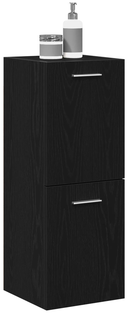 vidaXL Ντουλάπι Τοίχου Μπάνιου Μαύρη Δρυς 30x30x80 εκ, Κατασκευασμένο από Ξύλο