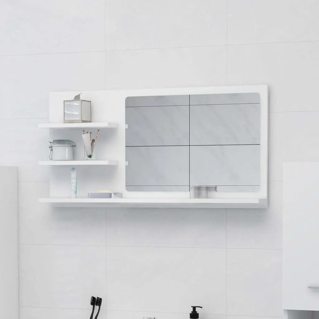 vidaXL Καθρέφτης Μπάνιου Λευκός 90 x 10,5 x 45 εκ. Επεξ. Ξύλο