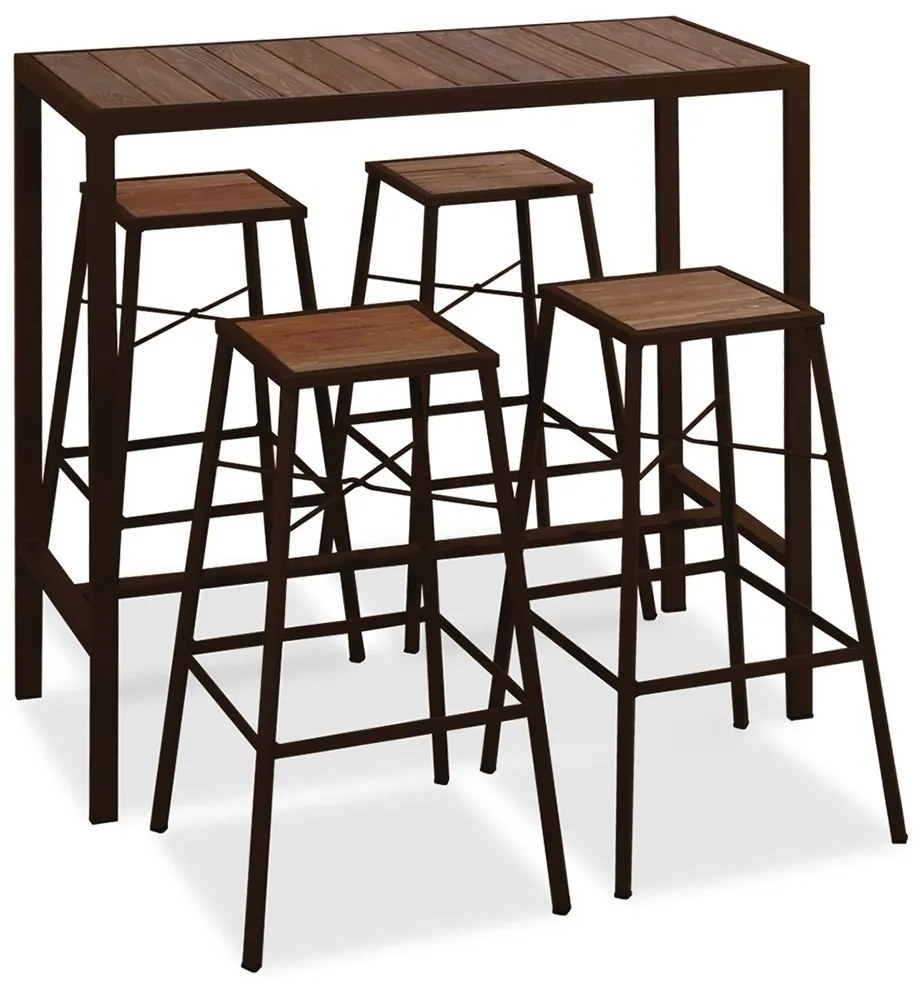 Τραπεζαρία Μπαρ (Σετ 5Τμχ) 223952 116x50x106cm Natural-Brown 4 Θέσεων