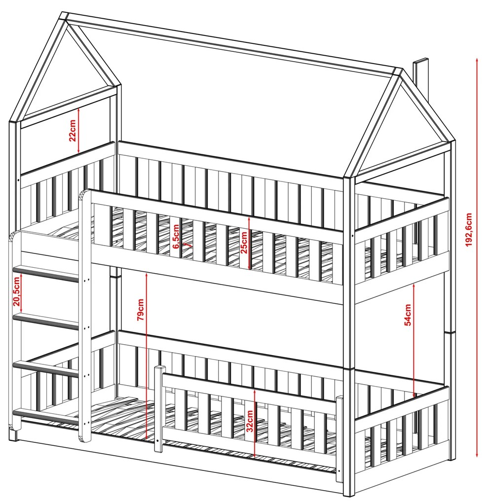 Κουκέτα Σπιτάκι Montessori Pola από μασίφ ξύλο Graphite  90×200cm (Δώρο 10% Έκπτωση στα Στρώματα)