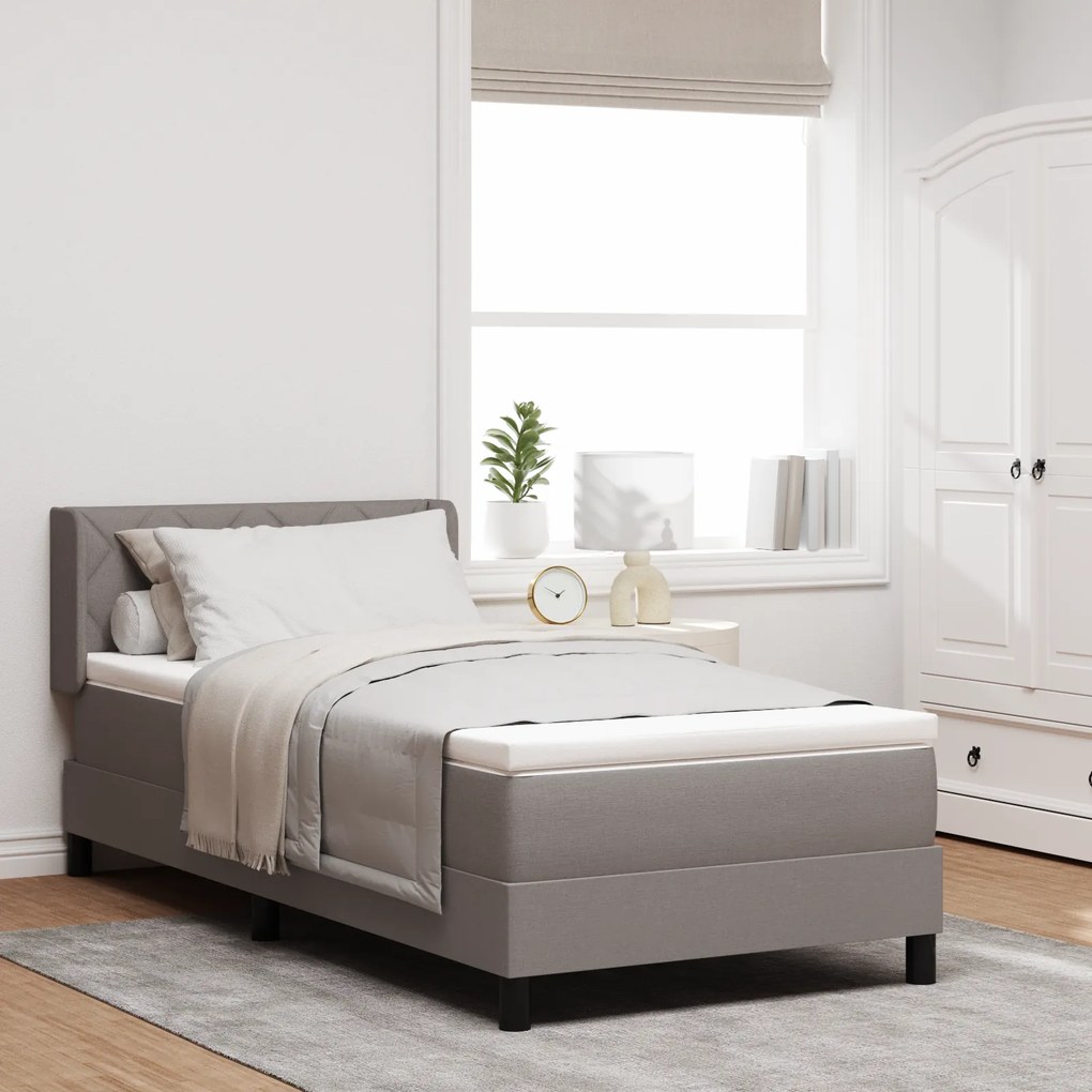 vidaXL Κρεβάτι Box Spring με Ματ στο Ταουπέ, 90 x 200 cm Υφάσματος