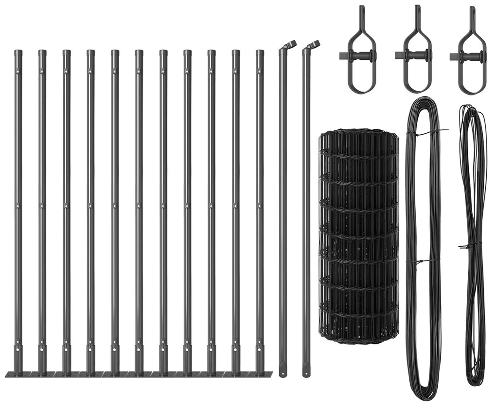vidaXL Euro Fence με 13 Φλαντζωτά Στηρίγματα 0.4x25 μ Γαλβανισμένος Χάλυβας