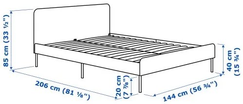 SLATTUM κρεβάτι με επένδυση, 140x200 cm 005.712.45