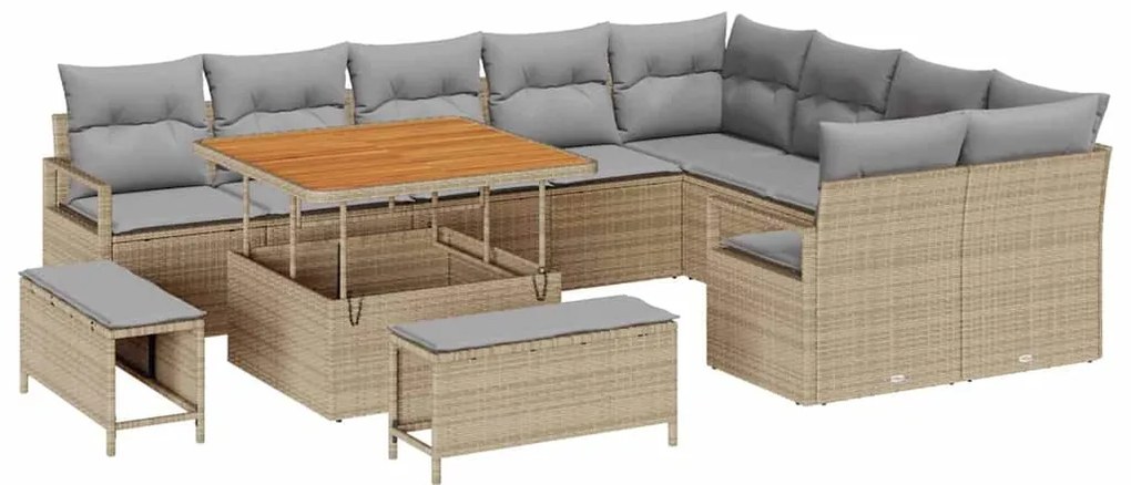 vidaXL Σετ Καναπέ Κήπου 12 pcs Μπεζ, Ανοιχτό Γκρι 100 x 100 x 71 cm