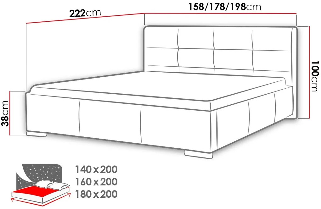 Επενδυμένο κρεβάτι Lazio-Staxti-140 x 200