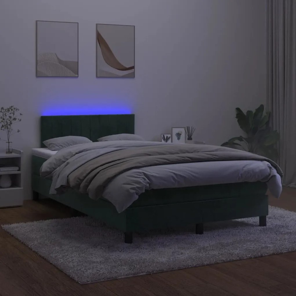 ΚΡΕΒΑΤΙ BOXSPRING ΜΕ ΣΤΡΩΜΑ &amp; LED ΣΚ. ΠΡΑΣΙΝΟ 120X190ΕΚ ΒΕΛΟΥΔΟ 3270168