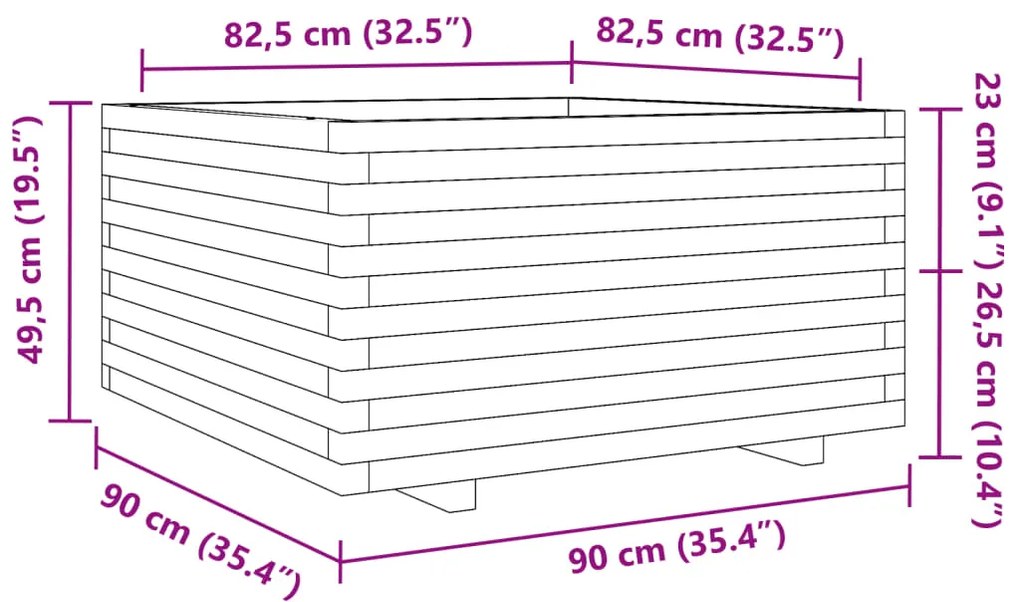 ΖΑΡΝΤΙΝΙΕΡΑ ΚΗΠΟΥ 90X90X49,5 ΕΚ ΑΠΟ ΜΑΣΙΦ ΞΥΛΟ ΠΕΥΚΟΥ 3282534