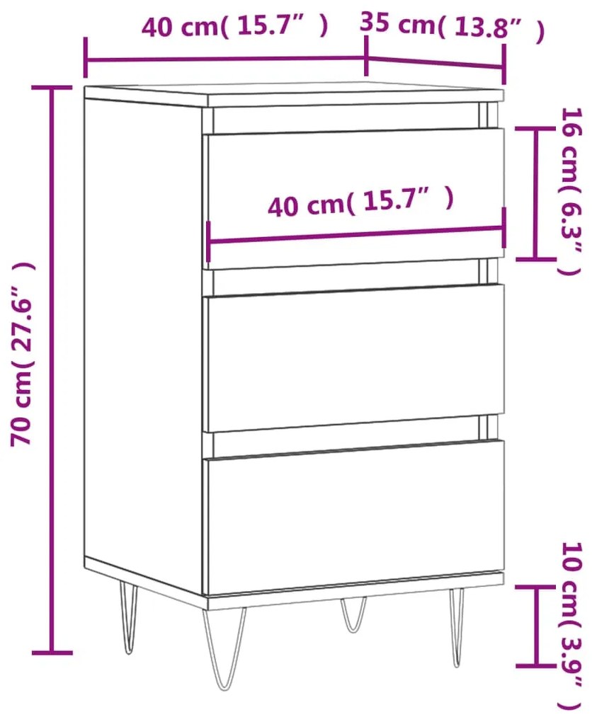 Συρταριέρα Sonoma Δρυς 40 x 35 x 70 εκ. από Επεξεργασμένο Ξύλο - Καφέ