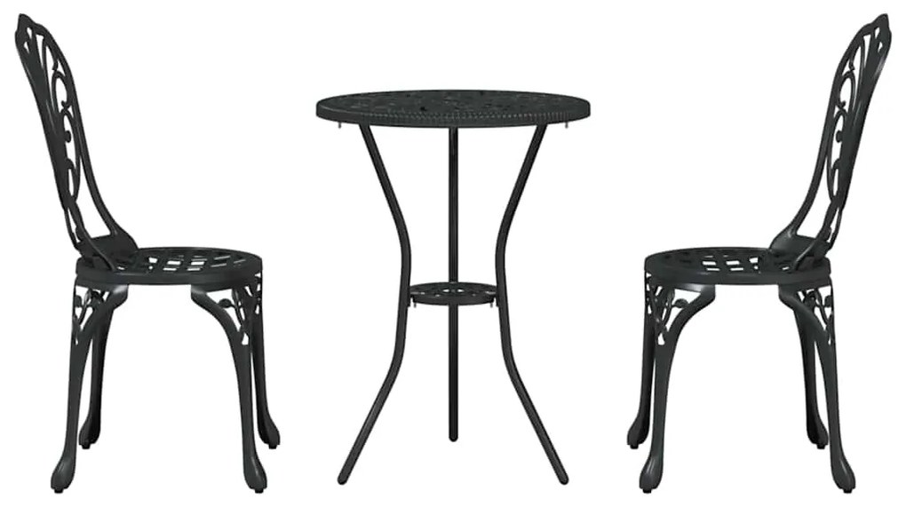 vidaXL Σετ Μπιστρό Κήπου 3 pcs Μαύρο Αλουμίνιο