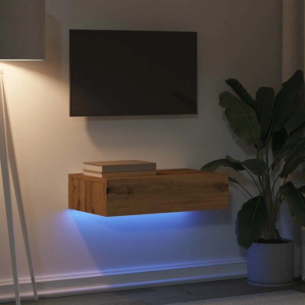 ντουλάπι τηλεόρασης με φώτα LED Artisan Oak 60x35x15,5 cm - Καφέ