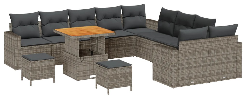 vidaXL Σετ Καναπέ Κήπου με μαξιλάρι 13 pcs Γκρι 80 x 80 x 71 cm