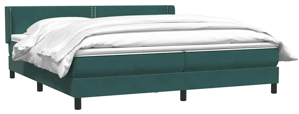 vidaXL Κρεβάτι Boxspring με Στρώμα Σκούρο Πράσινο 180x210εκ. Βελούδινο