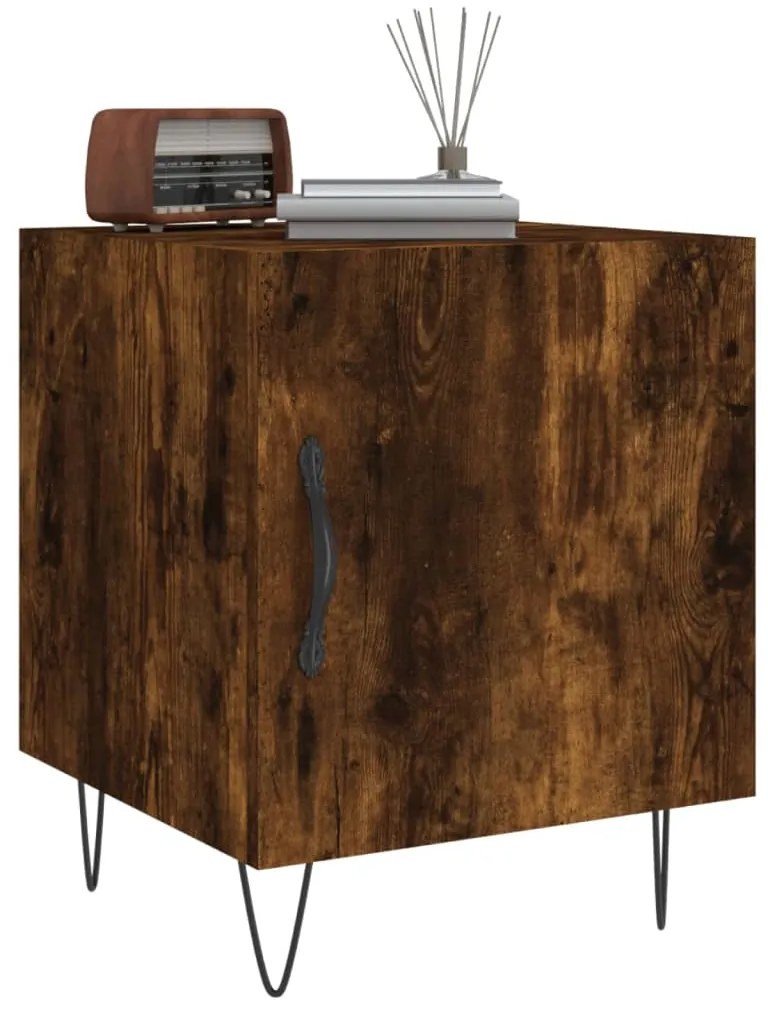 vidaXL Κομοδίνο Καπνιστή Δρυς 40 x 40 x 50 εκ. από Επεξεργασμένο Ξύλο