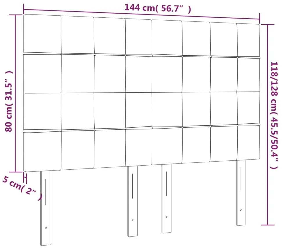 vidaXL Κεφαλάρι Κρεβατιού LED Σκούρο Γκρι 144x5x118/128εκ. Υφασμάτινο