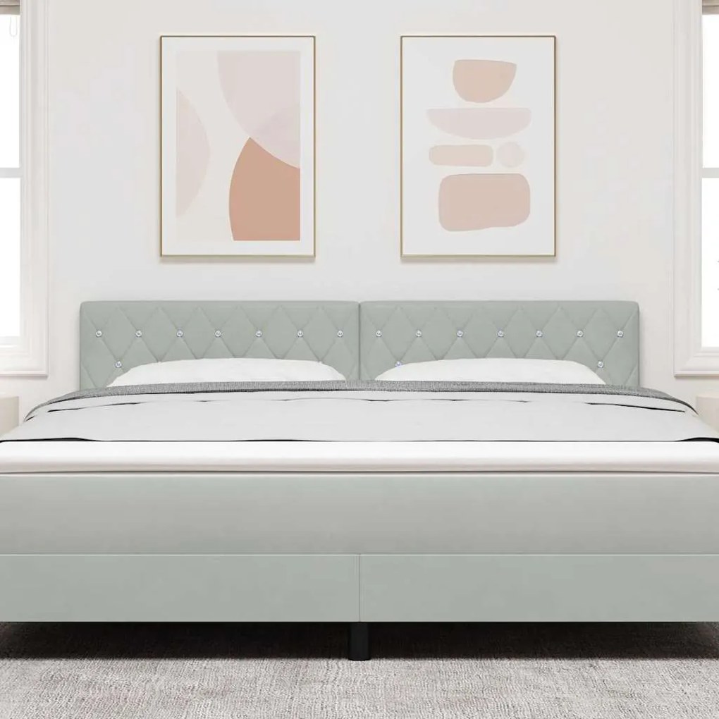 vidaXL Βελούδινο Κεφαλάρι Argyle Ανοιχτό γκρι 180 cm Βελούδο
