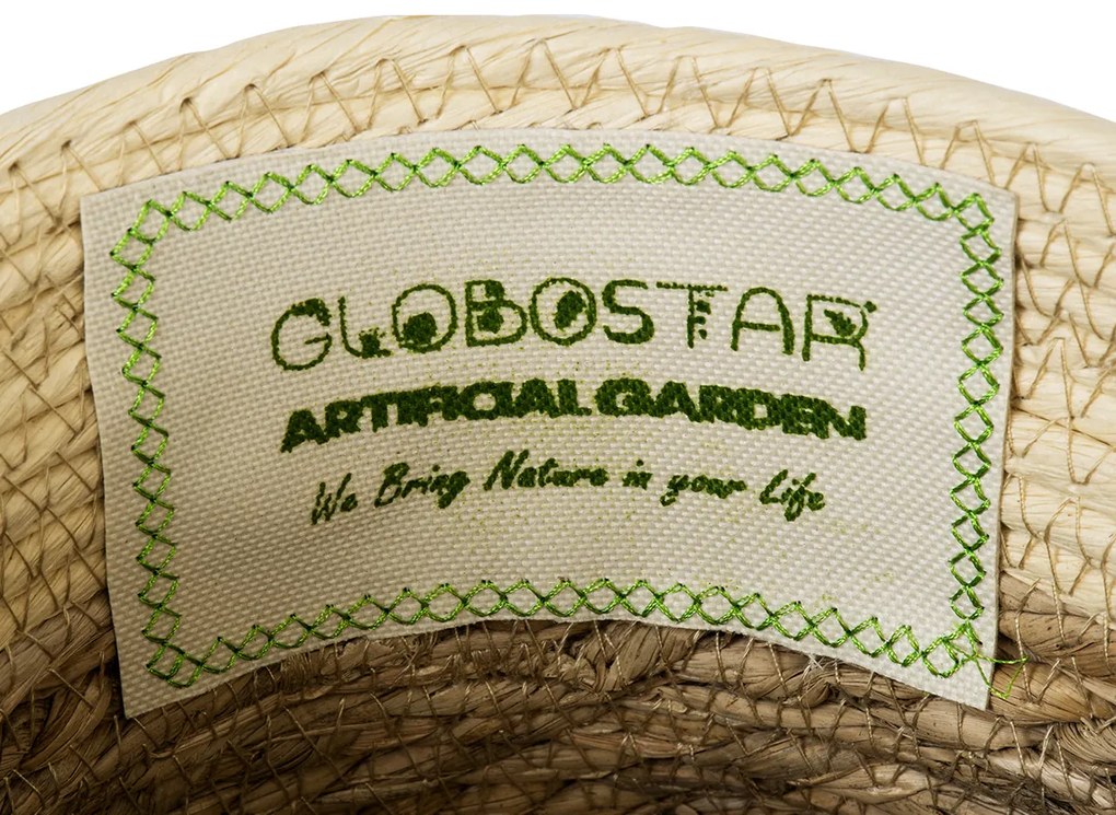 GloboStar® Artificial Garden MYKONOS 20280 Διακοσμητικό Πλεκτό Καλάθι - Κασπώ Γλάστρα - Flower Pot Μπεζ με Μακραμέ Φ25cm x Υ19cm