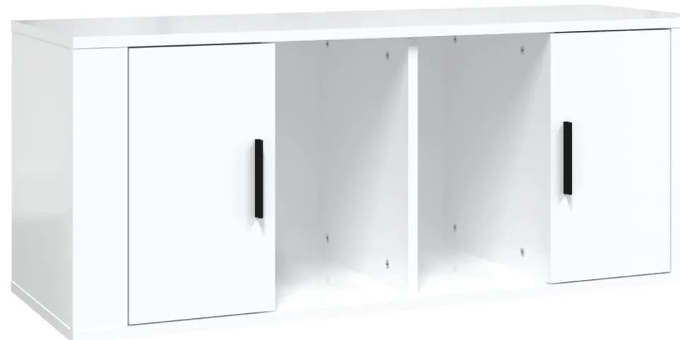 vidaXL Έπιπλο Τηλεόρασης Γυαλ. Λευκό 100x35x40 εκ. Επεξεργασμένο Ξύλο