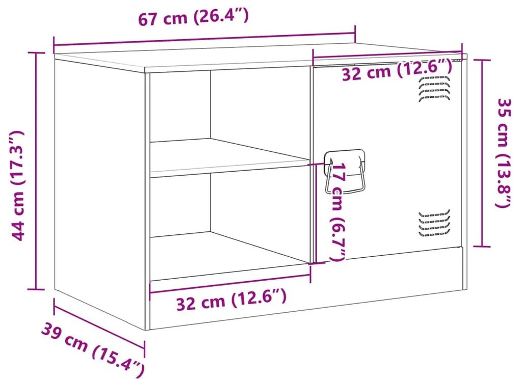 Έπιπλα Τηλεόρασης 2 τεμ. Μαύρο 67 x 39 x 44 εκ. από Χάλυβα - Μαύρο