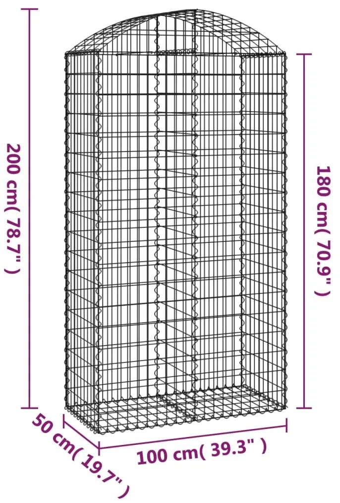 vidaXL Συρματοκιβώτιο Τοξωτό 100x50x180/200εκ. από Γαλβανισμένο Χάλυβα