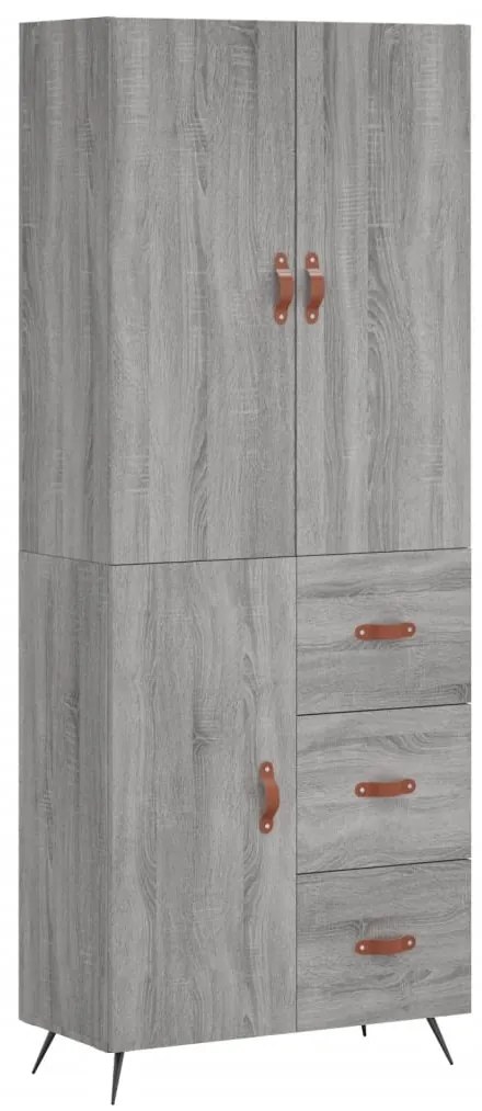 vidaXL Ντουλάπι Γκρι Sonoma 69,5 x 34 x 180 εκ. Επεξεργασμένο Ξύλο