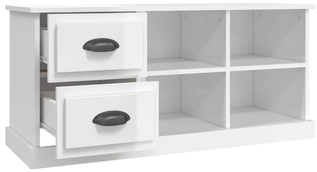 vidaXL Έπιπλο Τηλεόρασης Γυαλ. Λευκό 102x35,5x47,5 εκ. Επεξεργ. Ξύλο