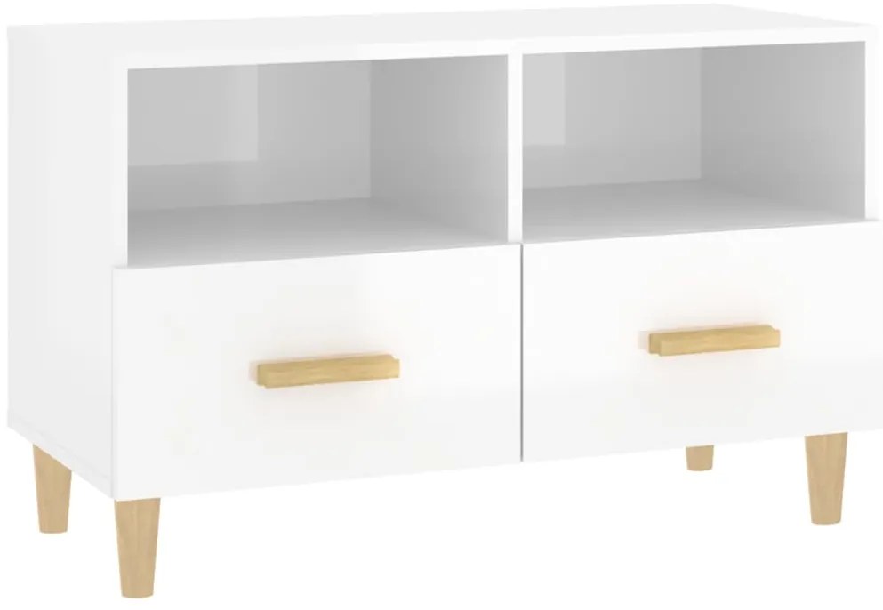vidaXL Έπιπλο Τηλεόρασης Γυαλ. Λευκό 80x36x50 εκ. Επεξεργασμένο Ξύλο