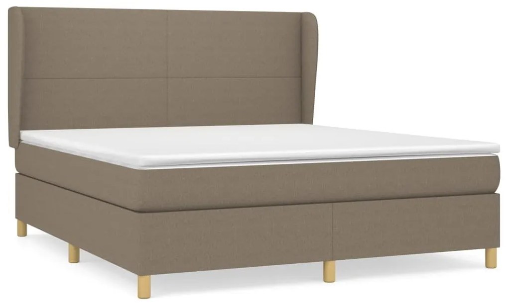 Κρεβάτι Boxspring με Στρώμα Taupe 180x200 εκ. Υφασμάτινο - Μπεζ-Γκρι
