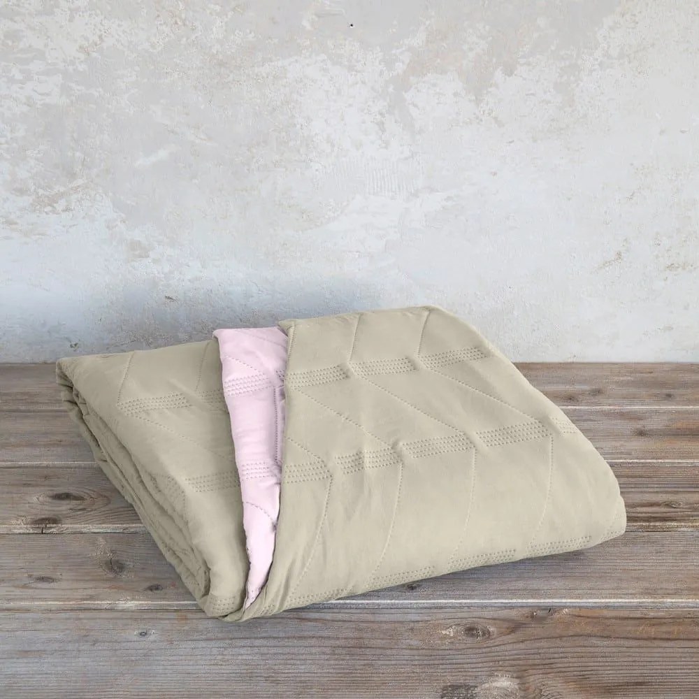 Κουβερλί Simple Pink - Light Brown Nima Υπέρδιπλο 220x240cm Microfiber