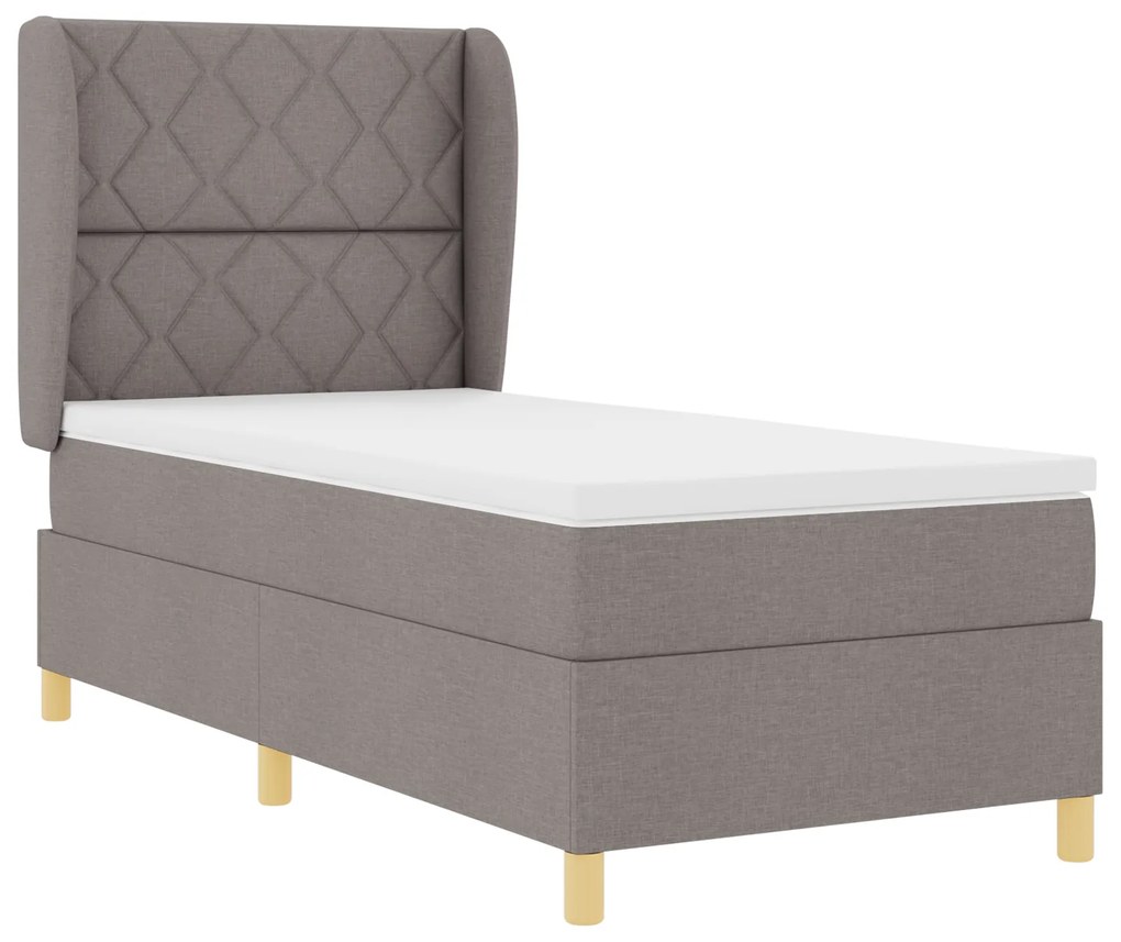 vidaXL Κρεβάτι Box Spring με Στρώμα Ταπάζ 90x200 εκ. Υφασμάτινο