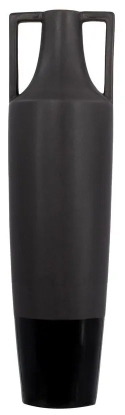 Βάζο Κεραμικό Aima 020923 13,5x13,5xH49cm Anthracite Mat-Silver Gun Ceramic