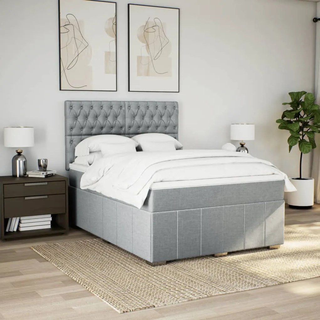 ΚΡΕΒΑΤΙ BOXSPRING ΜΕ ΣΤΡΩΜΑ ΑΝΟΙΧΤΟ ΓΚΡΙ 140X190 ΕΚ. ΥΦΑΣΜΑΤΙΝΟ 3293970