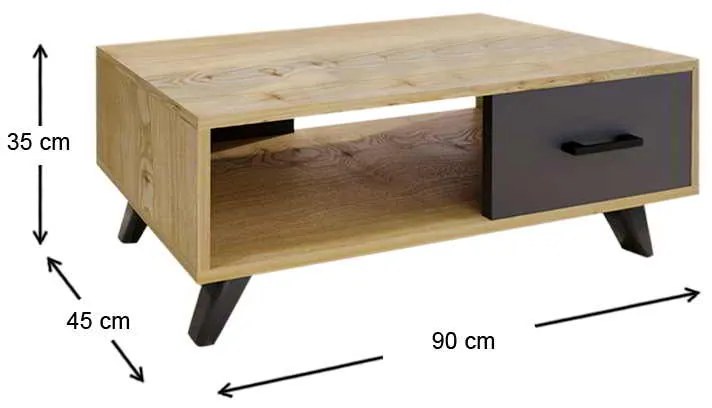 Τραπεζάκι σαλονιού Gilbert Megapap από μελαμίνη χρώμα sapphire oak - ανθρακί 90x45x35εκ.