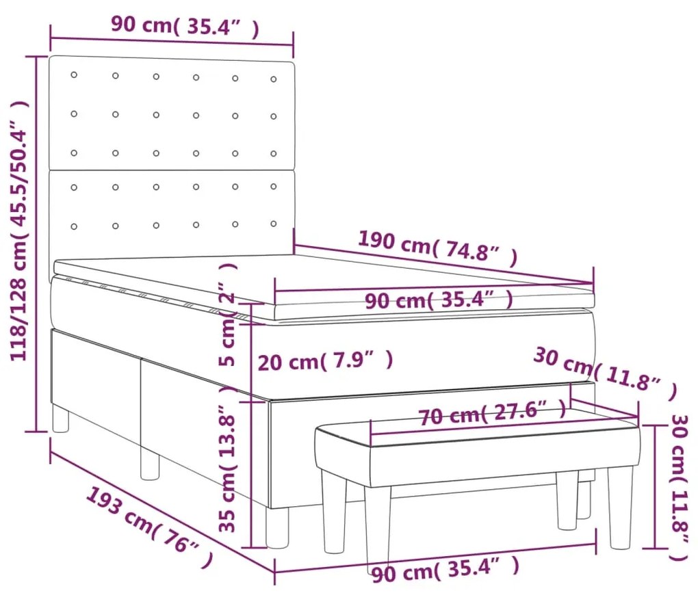 ΚΡΕΒΑΤΙ BOXSPRING ΜΕ ΣΤΡΩΜΑ ΣΚΟΥΡΟ ΚΑΦΕ 90X190 ΕΚ. ΥΦΑΣΜΑΤΙΝΟ 3136880