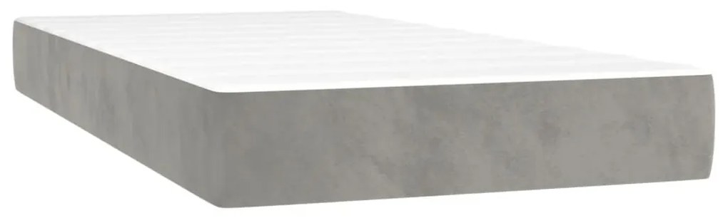 Κρεβάτι Boxspring με Στρώμα Ανοιχτό Γκρι 120x190 εκ. Βελούδινο - Γκρι