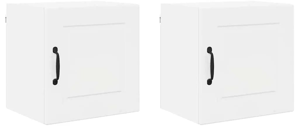 vidaXL Κρεμαστό ντουλάπι κουζίνας με ράφι 2 pcs Υψηλής γυαλάδας λευκό